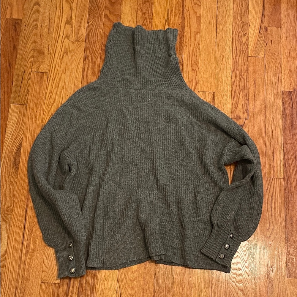 Gray Wool Turtleneck Sweater